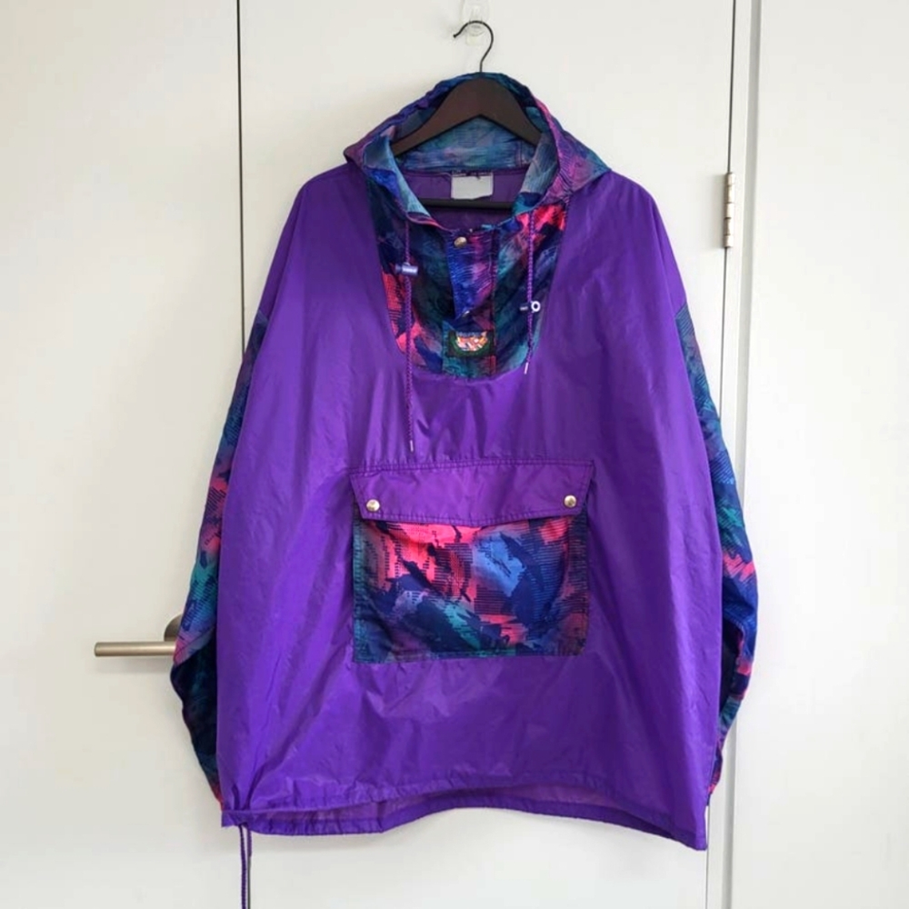Vintage 90s Kway Nylon Windbreaker Jacket Packable Retro Pullover